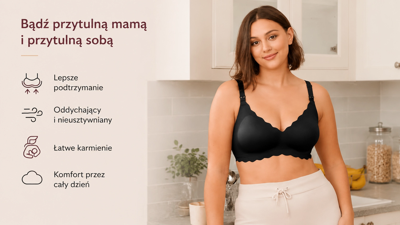 Regulowane ramiączka i zapięcia biustonosza Momcozy