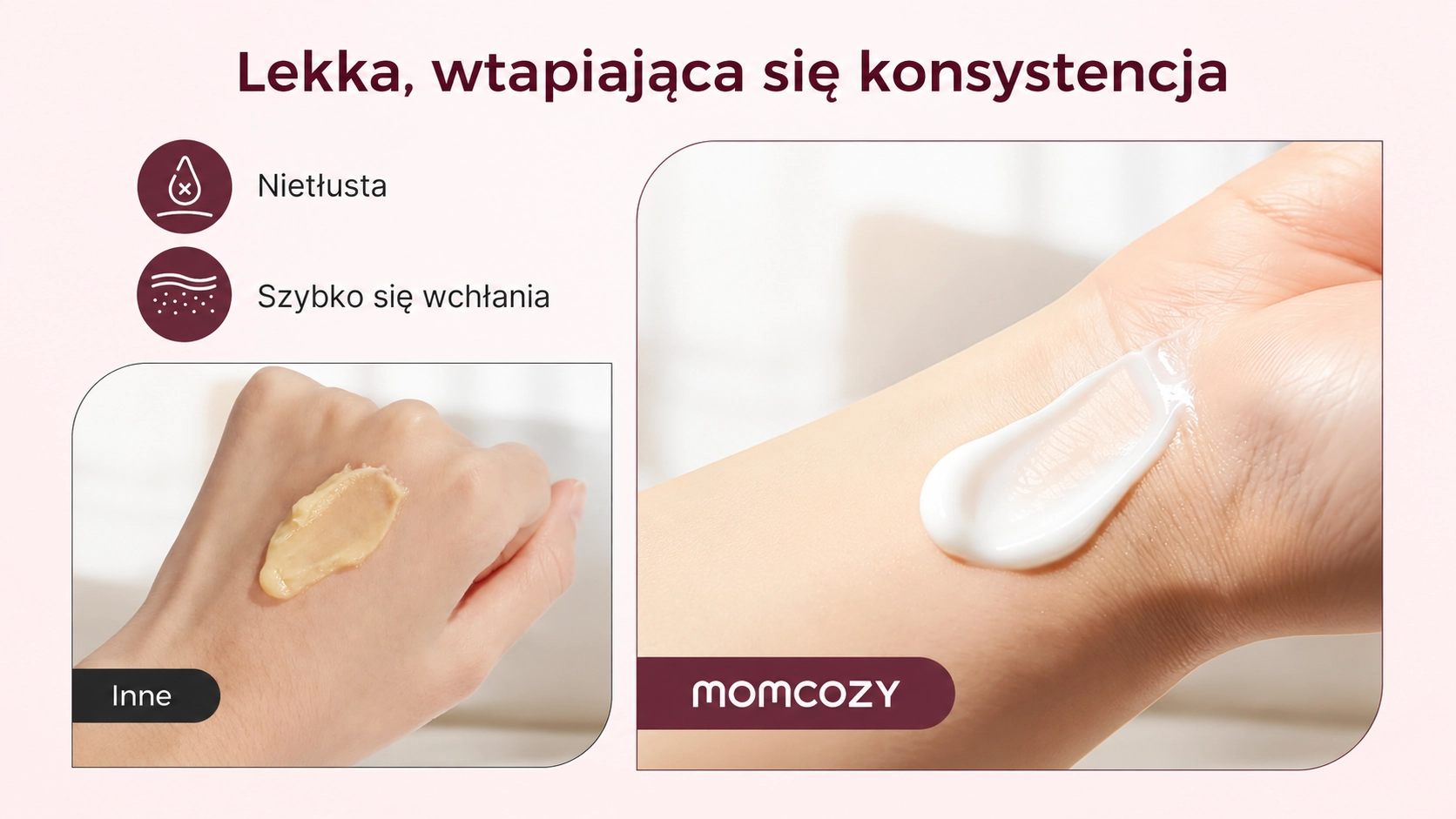 Applying Momcozy cream to the skin without leaving marks