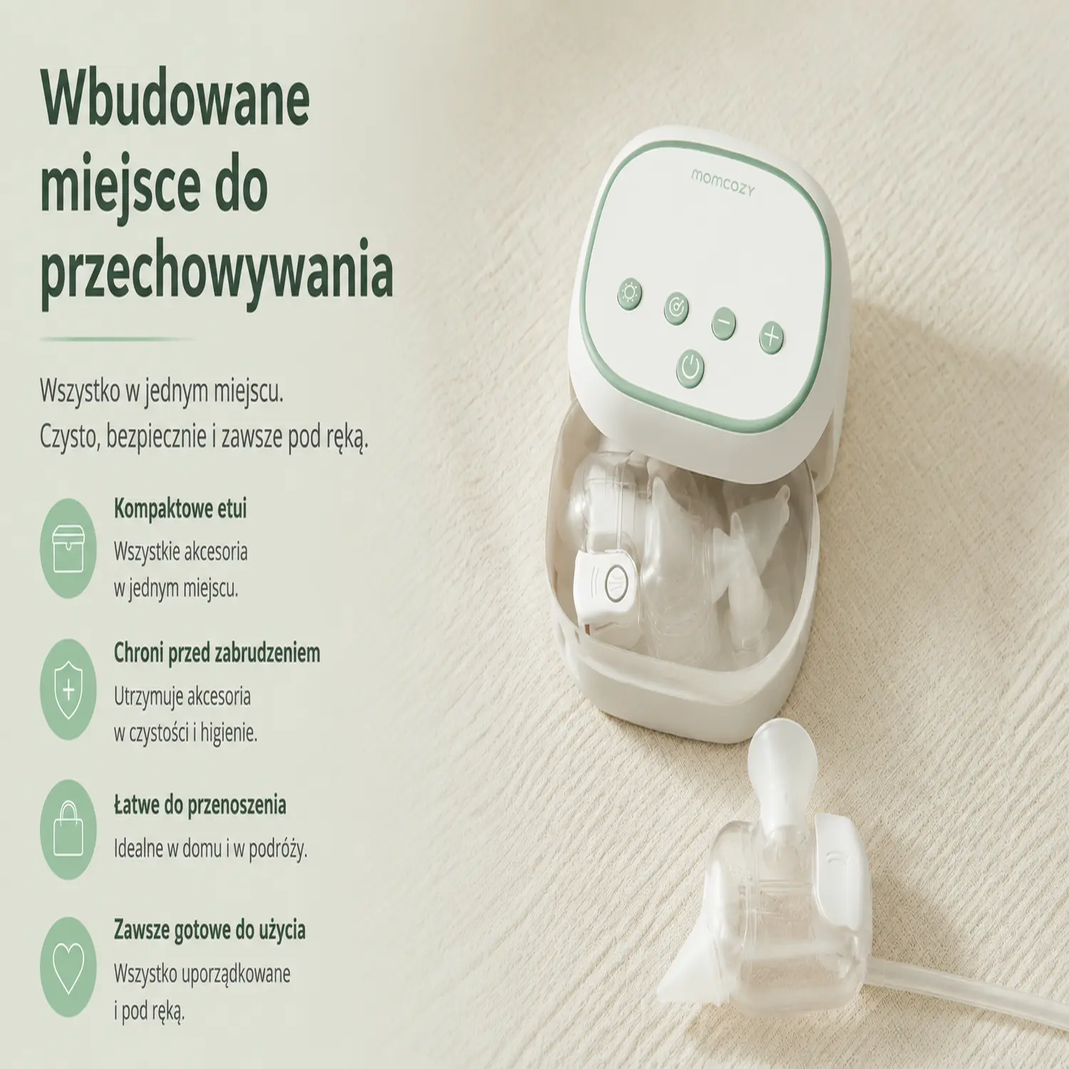 Komplettset Momcozy BreezyClear Pro™ mit elektrischer Basis, Maske und Zubehör