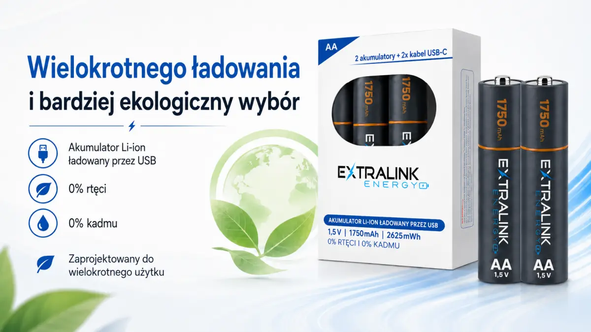 Akumulatory litowo-jonowe AA Extralink Energy bez rtęci i kadmu