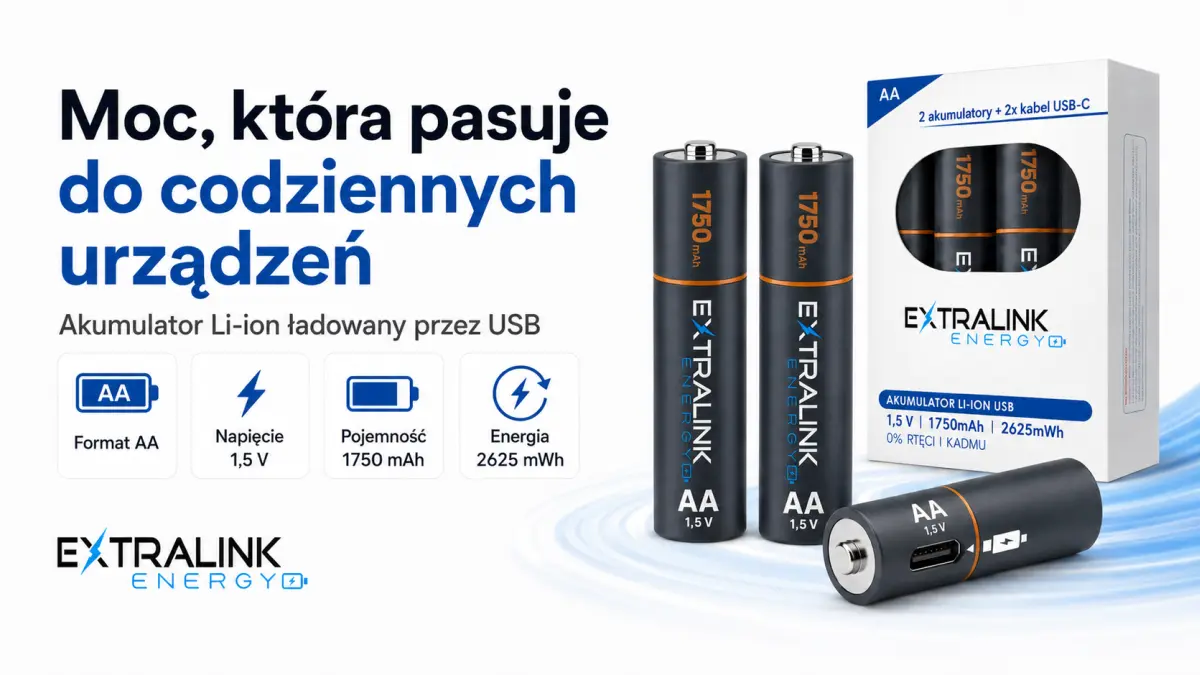 Parametry akumulatorów AA Extralink Energy 1,5 V 1750 mAh 2625 mWh