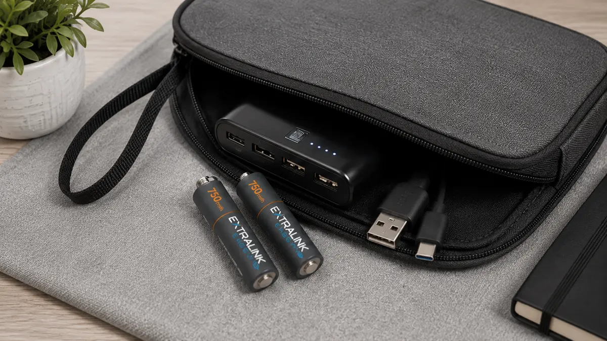 Ładowanie akumulatorów AAA Extralink Energy przez wbudowane porty USB-C