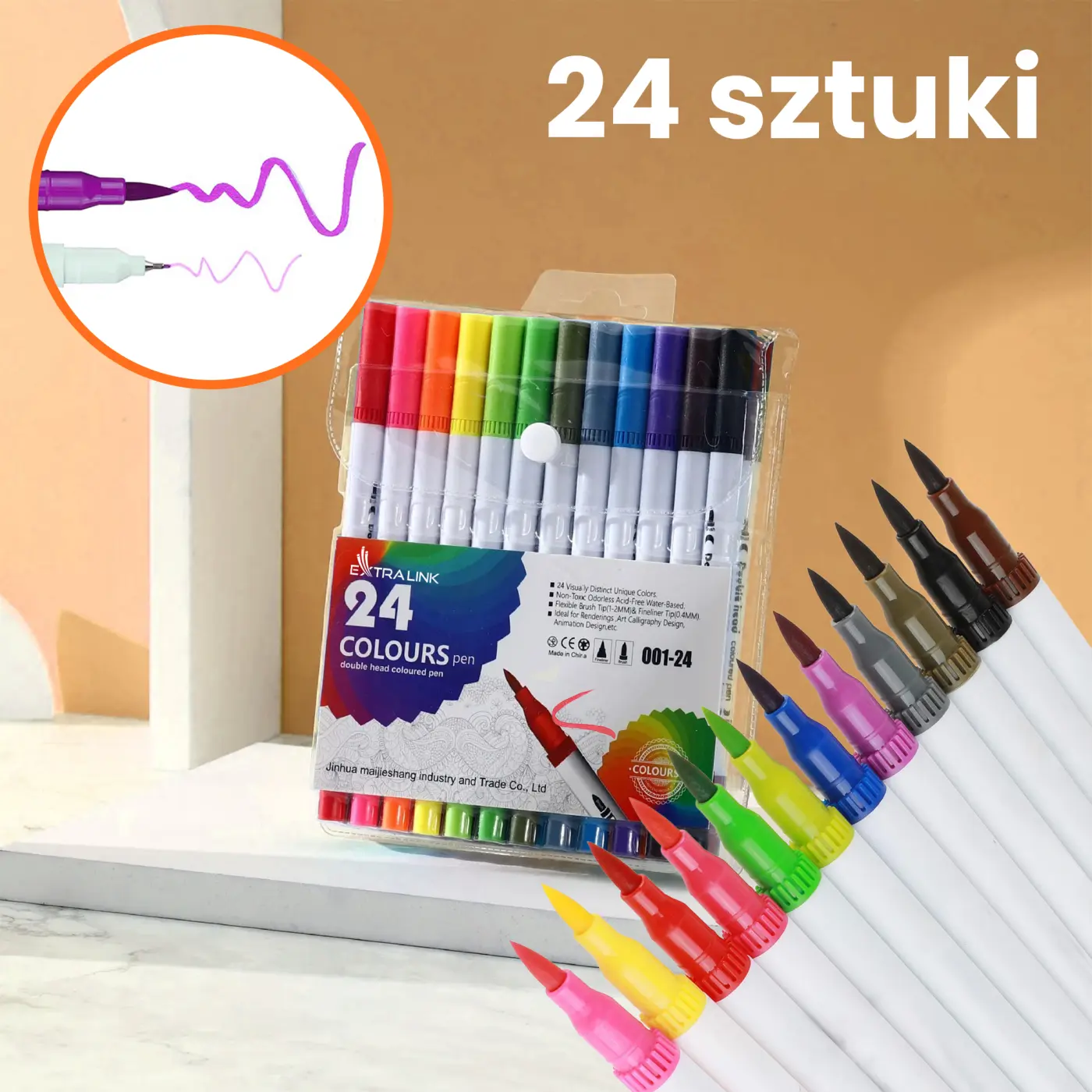 Zestaw 24 marker&oacute;w akrylowych w opakowaniu