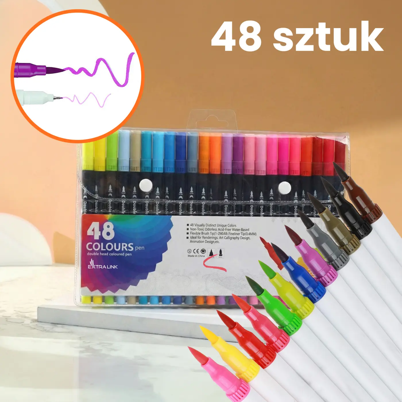 Zestaw 48 marker&oacute;w akrylowych w opakowaniu