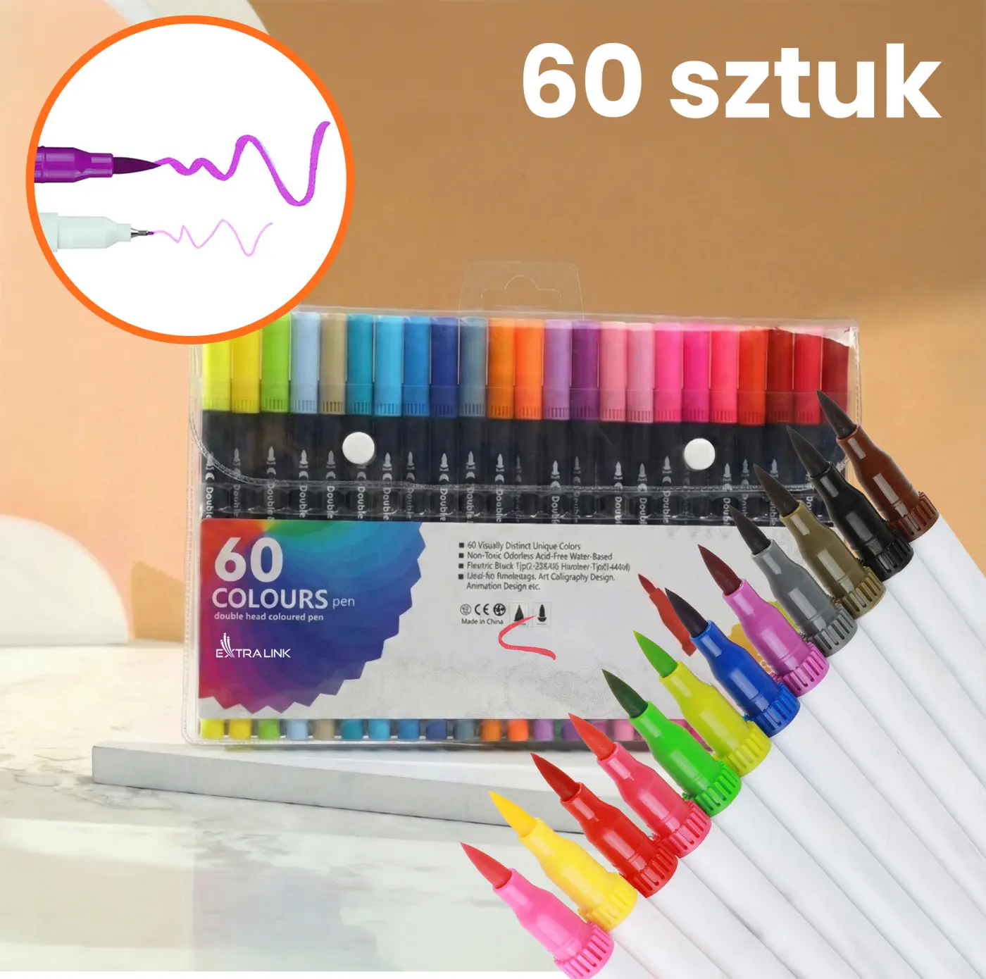 Zestaw 60 markerów akrylowych w opakowaniu