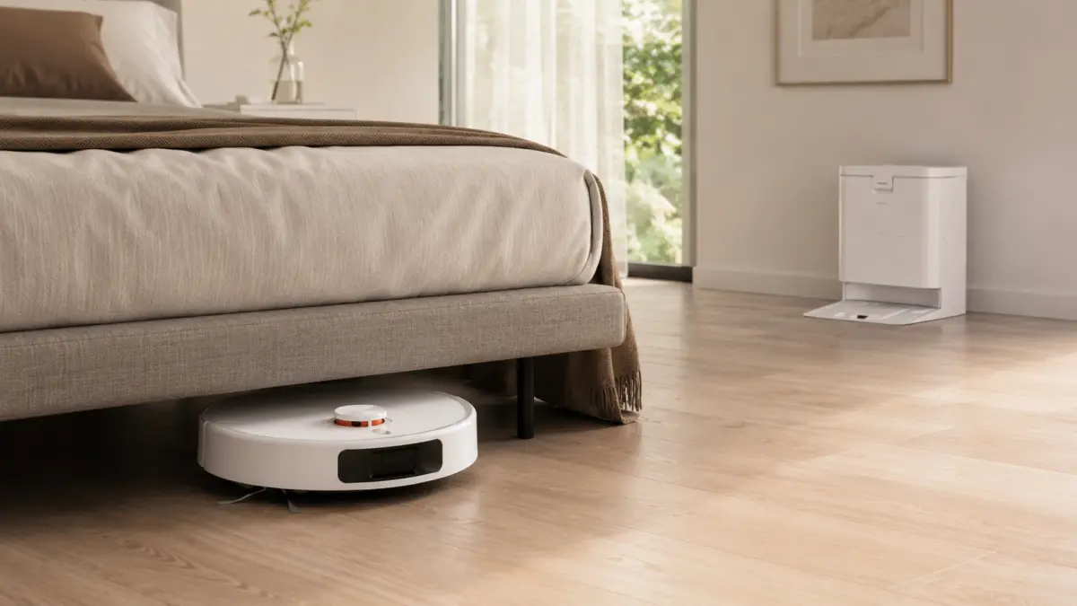 Robot sprzątający Xiaomi H50 podjeżdżający pod ł&oacute;żko w sypialni