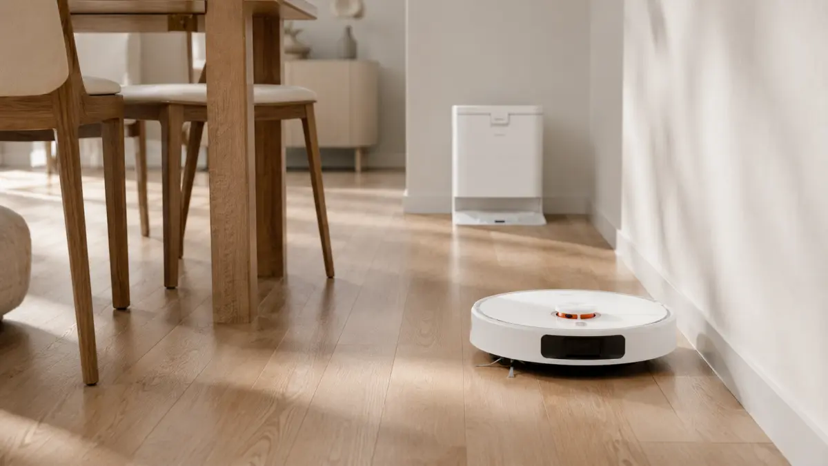 Robot sprzątający Xiaomi H50 przy ścianie w jadalni