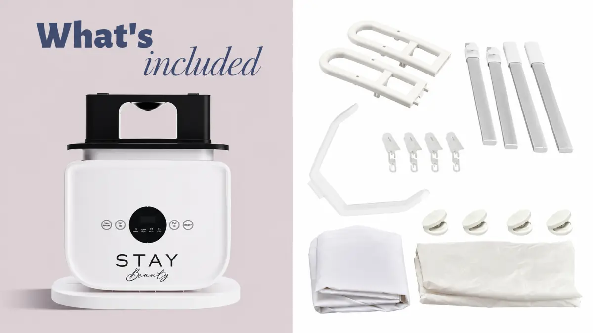 Contents of the Stay Beauty ironing and clothes-drying mannequin set
