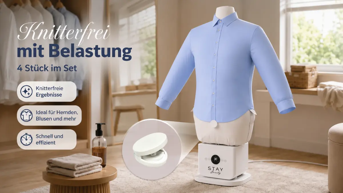 Stay Beauty Bügelpuppe mit Hemd und gewichteten Clips im Set