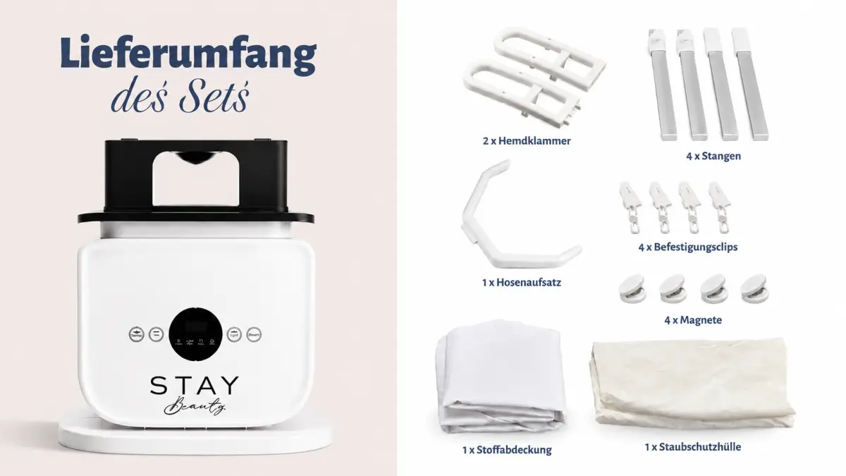 Lieferumfang der Bügel- und Trocknungspuppe Stay Beauty