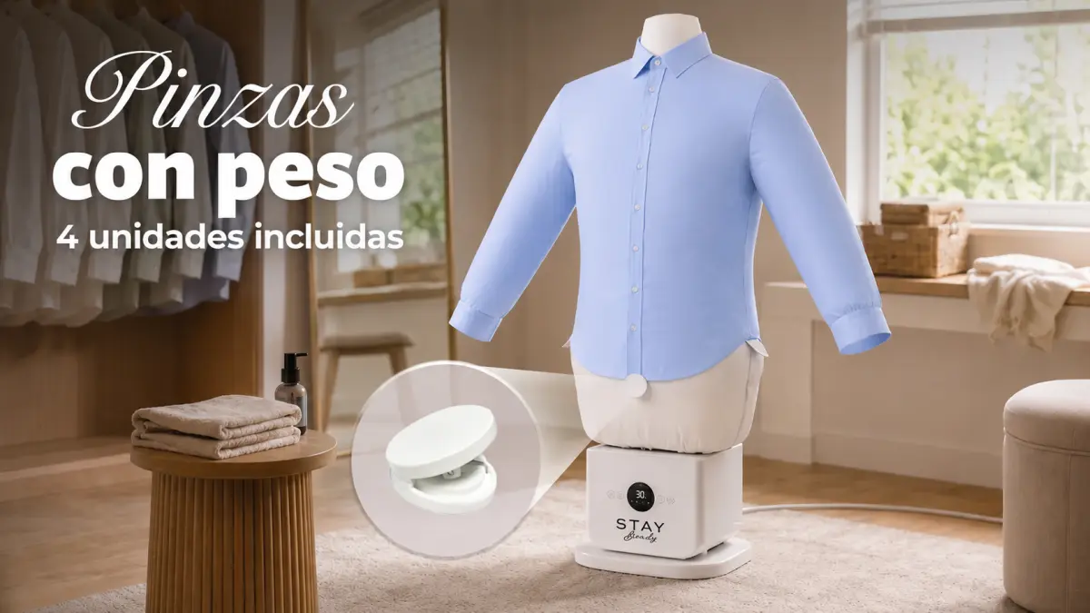 Maniquí Stay Beauty con camisa y pinzas con peso incluidas en el set