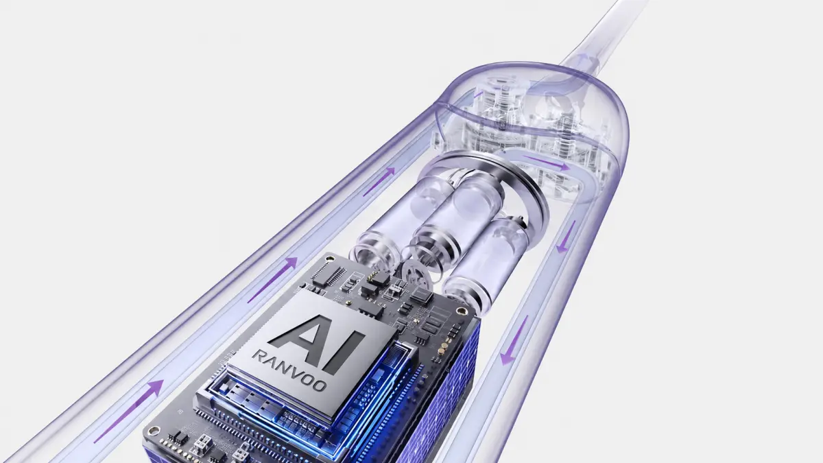 Схема технологии AI в электрической щётке RANVOO PQ5 AirJet Pure