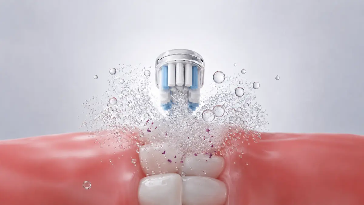Tecnología de microburbujas RANVOO PQ5 AirJet Pure durante la limpieza de los dientes