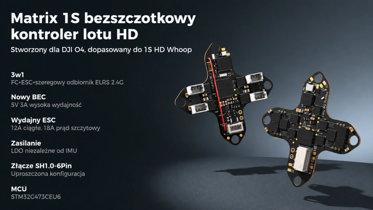 Bezszczotkowy kontroler lotu Matrix 1S HD do drona BETAFPV Meteor75 Pro O4 z odbiornikiem ELRS 2.4G, ESC 12A i złączem SH1.0-6Pin.