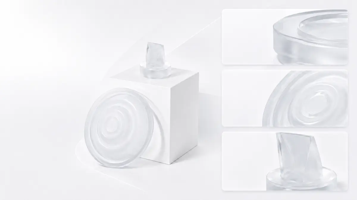 Conjunto de elementos transparentes de pl&aacute;stico em diferentes vistas, fundo branco, estilo de produto