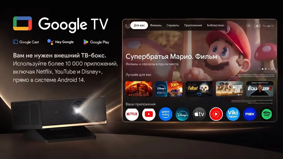 Проектор, установленный на стене, потолке и штативе в современных интерьерах