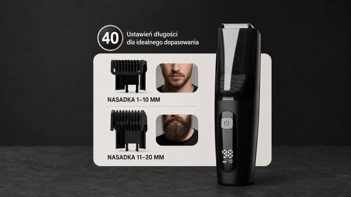 Máquina Extralink com dois pentes e 40 ajustes de comprimento de corte.