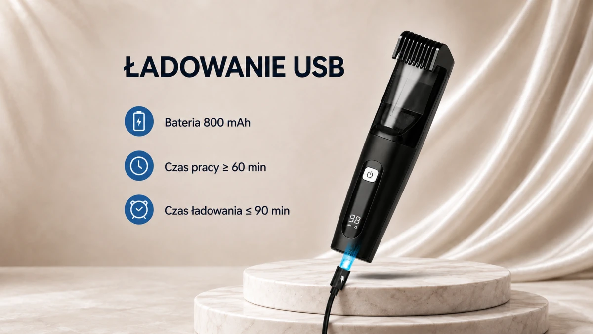 Máquina Extralink carregada pela porta USB-C com bateria de 800 mAh.