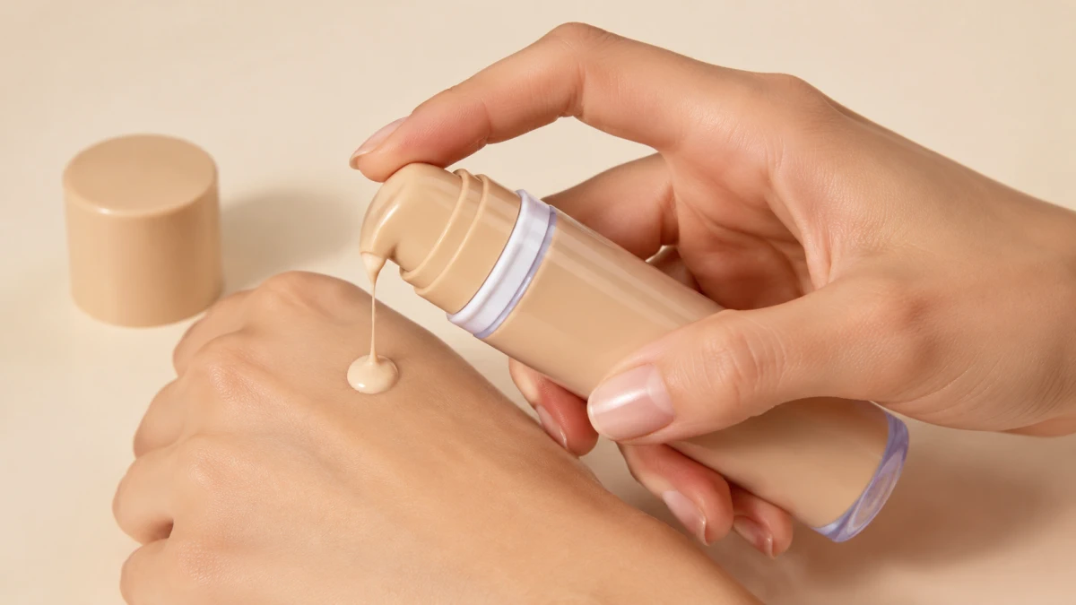 Aplicación de la base LOVRO Bubble Foundation 01 Ivory en el rostro