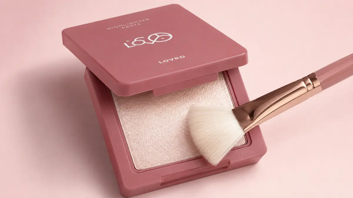LOVRO Highlighter Paste iluminador cremoso 8 g em embalagem rosa com pincel