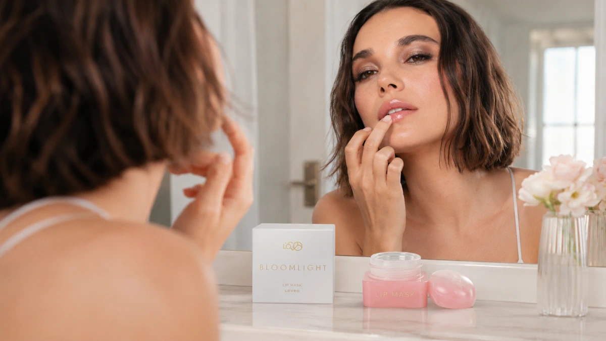 F&oacute;rmula leve em gel da m&aacute;scara labial Bloomlight.