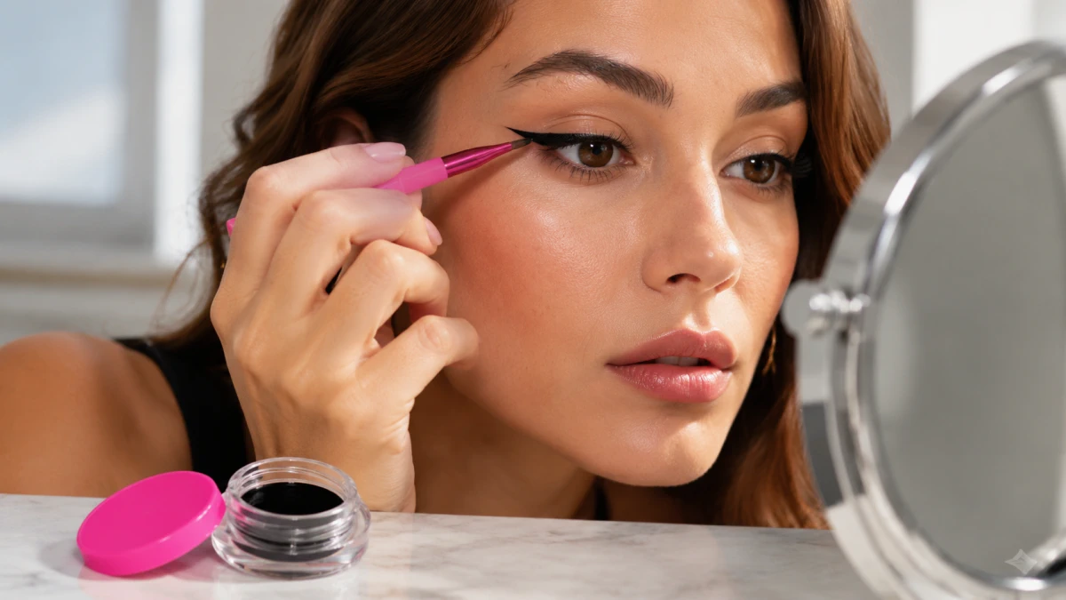 POPPY HEAD Gelusion Eyeliner 01 Darkspell con pincel en el envase