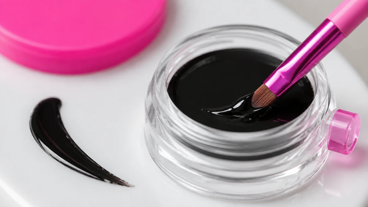 Aplicaci&oacute;n del eyeliner POPPY HEAD Gelusion 01 Darkspell en el p&aacute;rpado