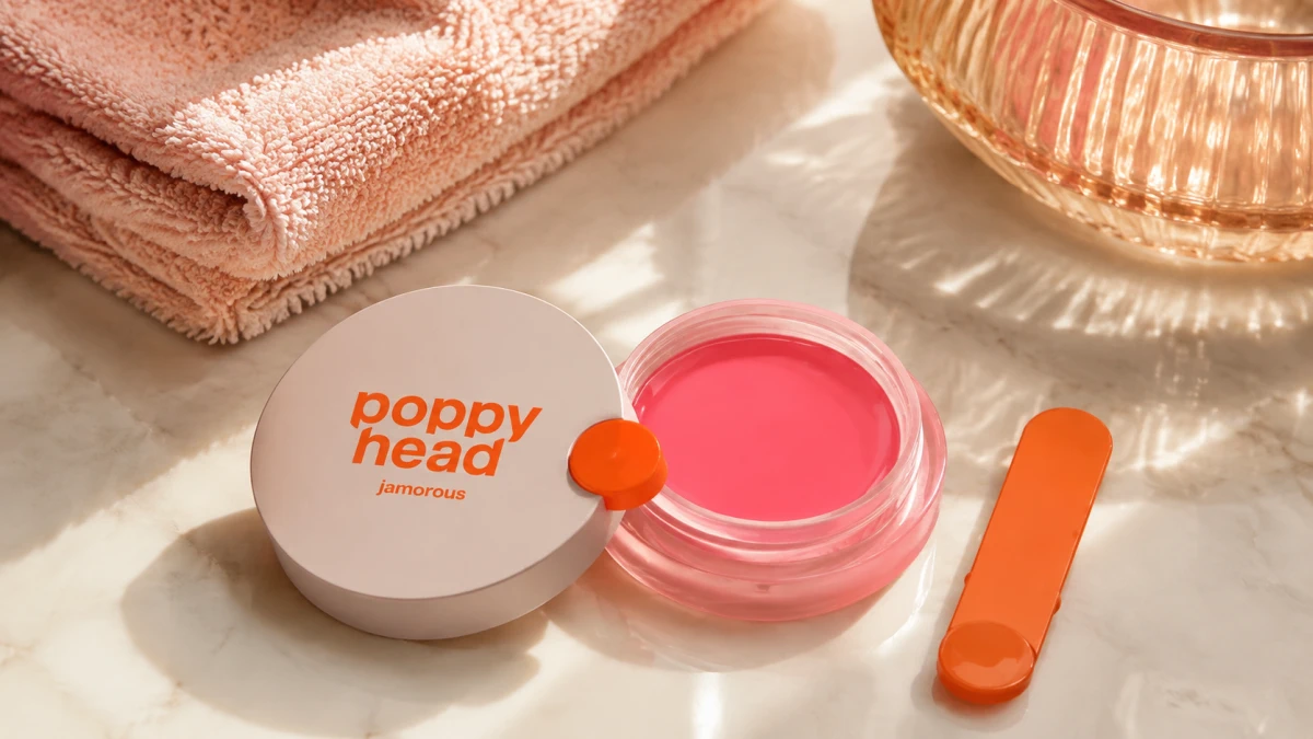 Aplicaci&oacute;n de la mascarilla labial Poppy Head Jamorous 01 Poptail con esp&aacute;tula