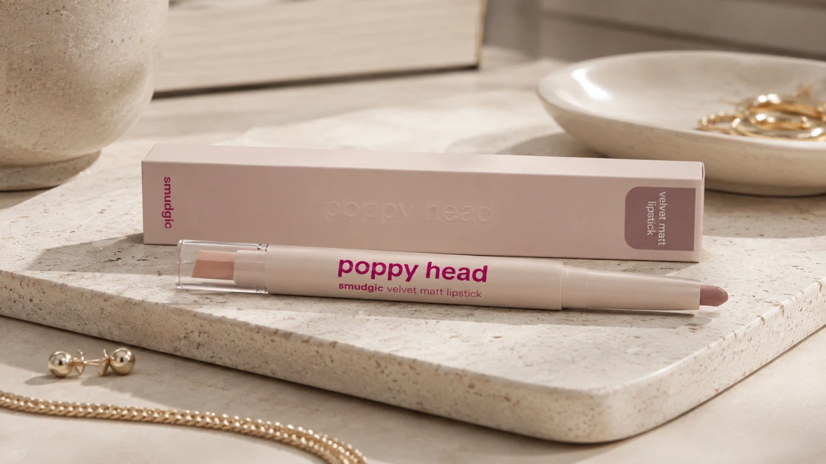 Нанесение матовой помады-карандаша Poppy Head.