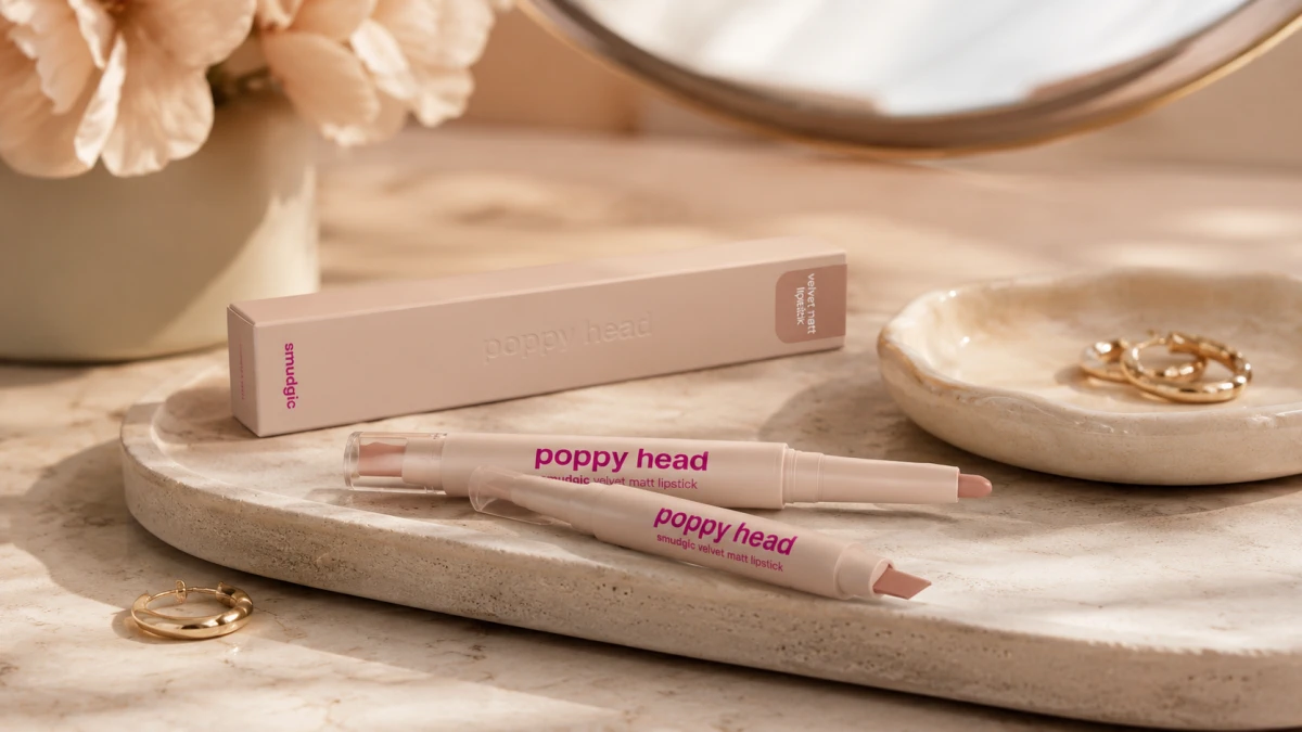 Матовая помада-карандаш Poppy Head Smudgic Velvet Matt Lipstick.