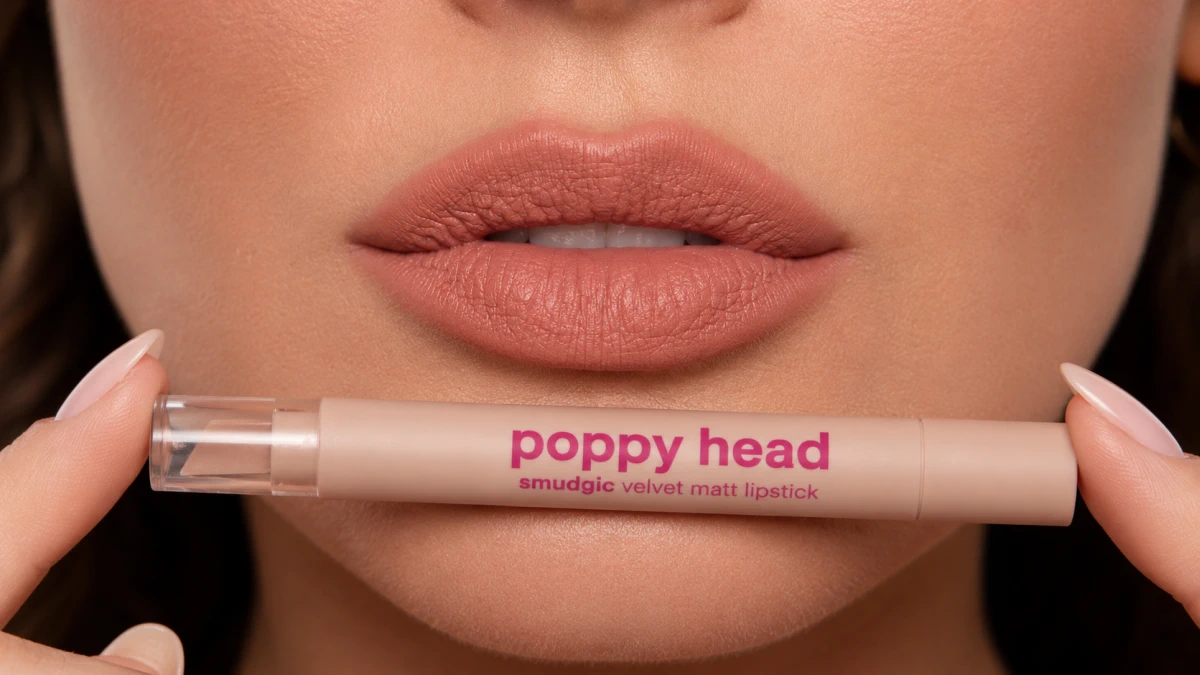 Матовая помада-карандаш Poppy Head Smudgic Velvet Matt Lipstick.