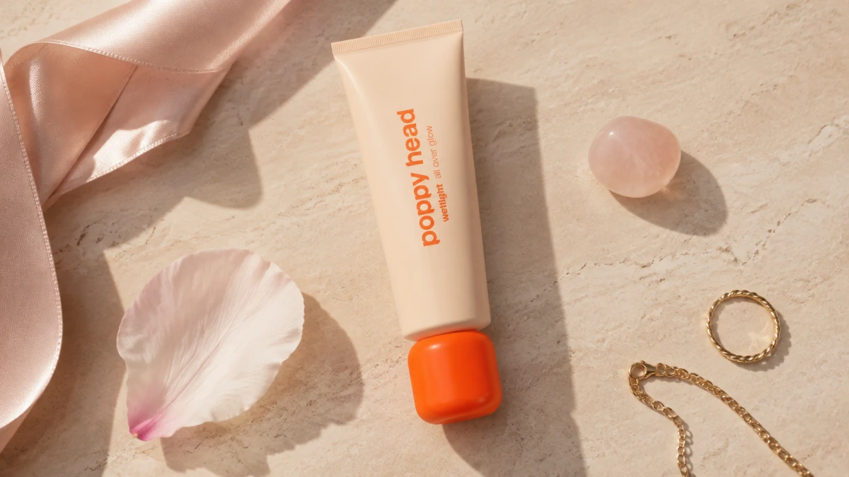 Сияющее покрытие кожи с хайлайтером Poppy Head Wetlight Glitterini
