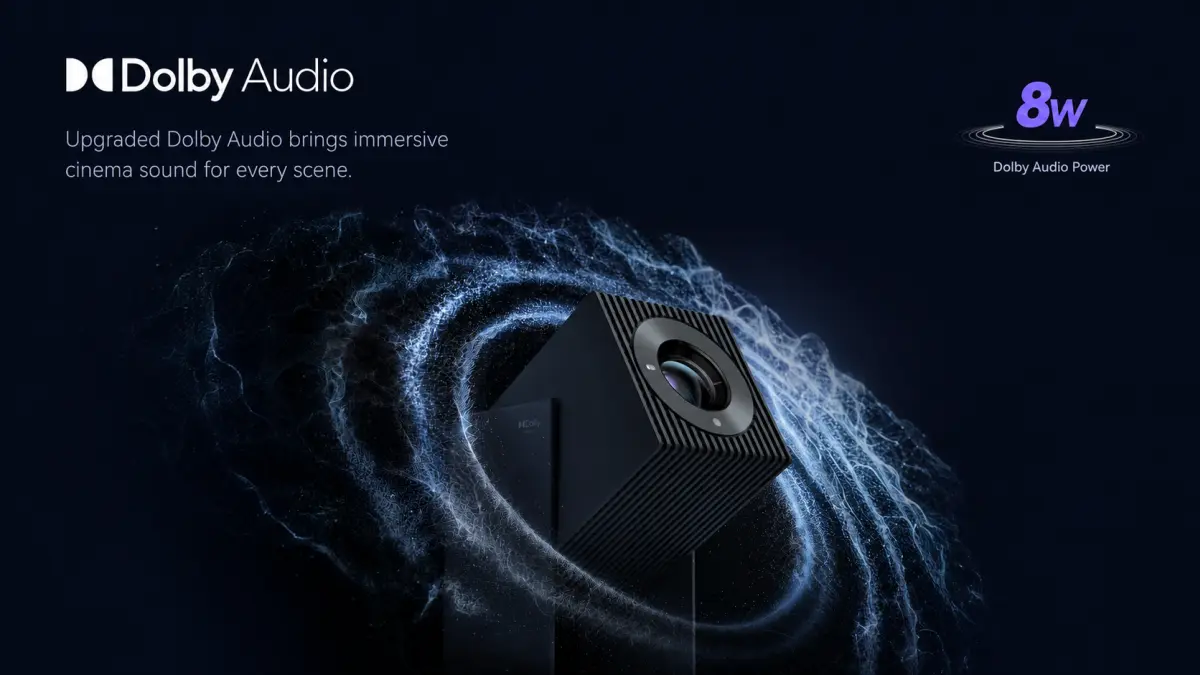 Projektor Wanbo Cube 2S se systémem Dolby Audio a prostorovými zvukovými efekty.