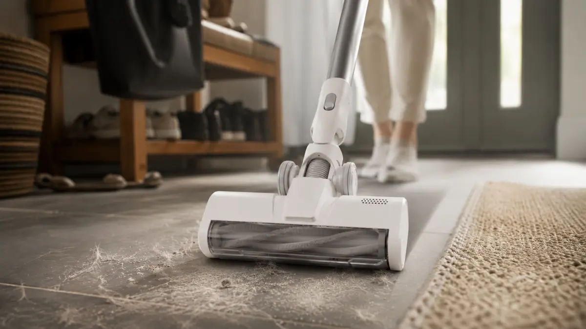 Odkurzacz pionowy Xiaomi Mijia Vacuum Cleaner 4 C EU czyszczący kurz i sierść przy dywanie w mieszkaniu