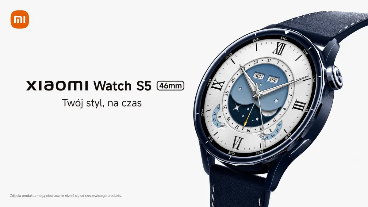 Xiaomi Watch S5 46 mm с темно-синим ремешком на белом фоне