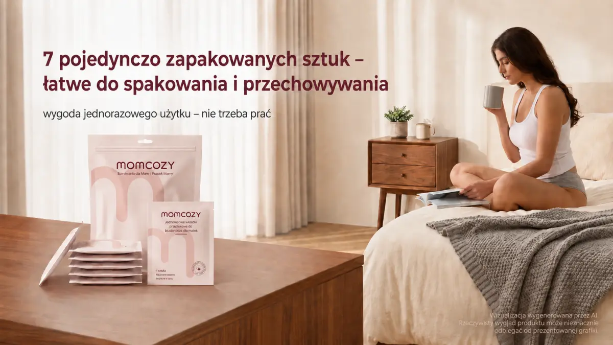 Женщина сидит на кровати с чашкой, а на столе лежат упаковки и пакетики с бельем.
