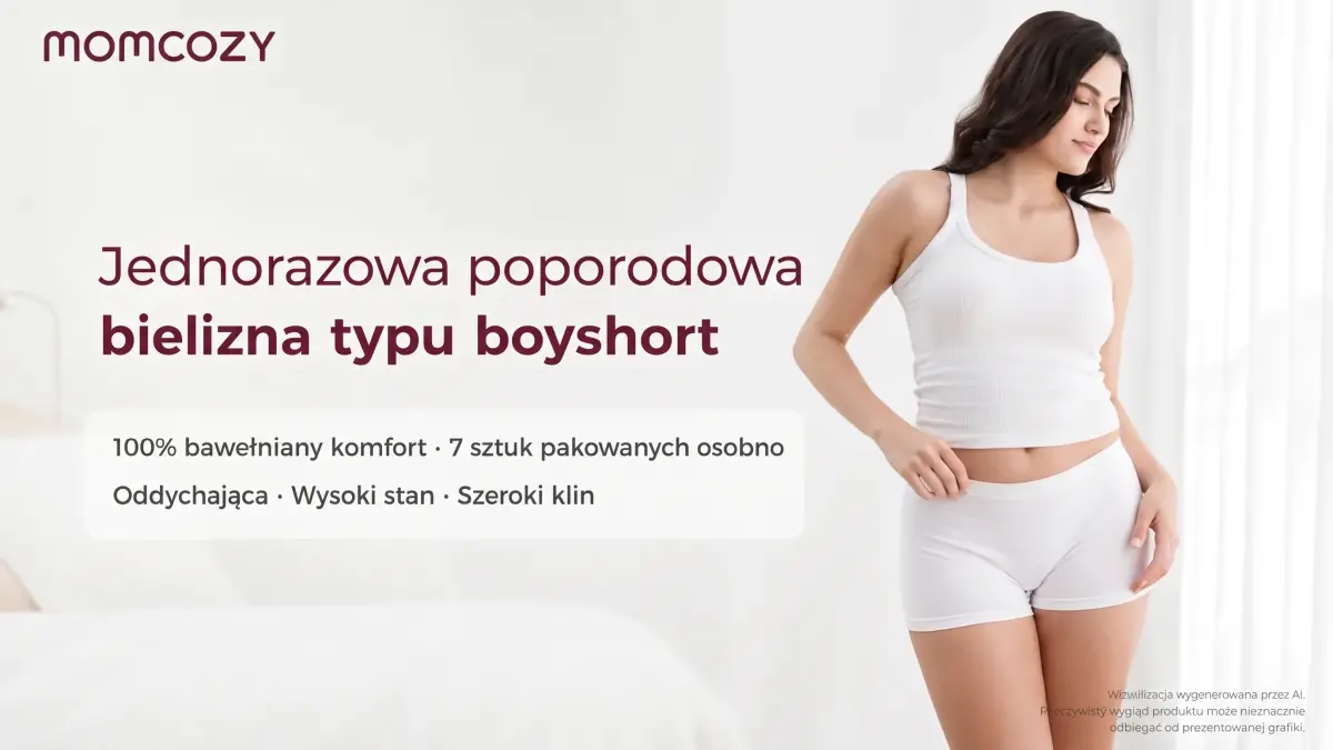 Женщина в белом белье Momcozy типа boyshort во время повседневного использования.