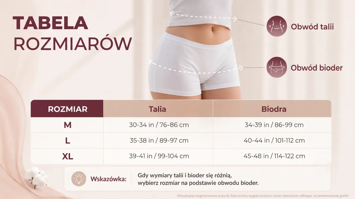 Белое белье Momcozy типа boyshort, демонстрирующее посадку в области талии и бедер.