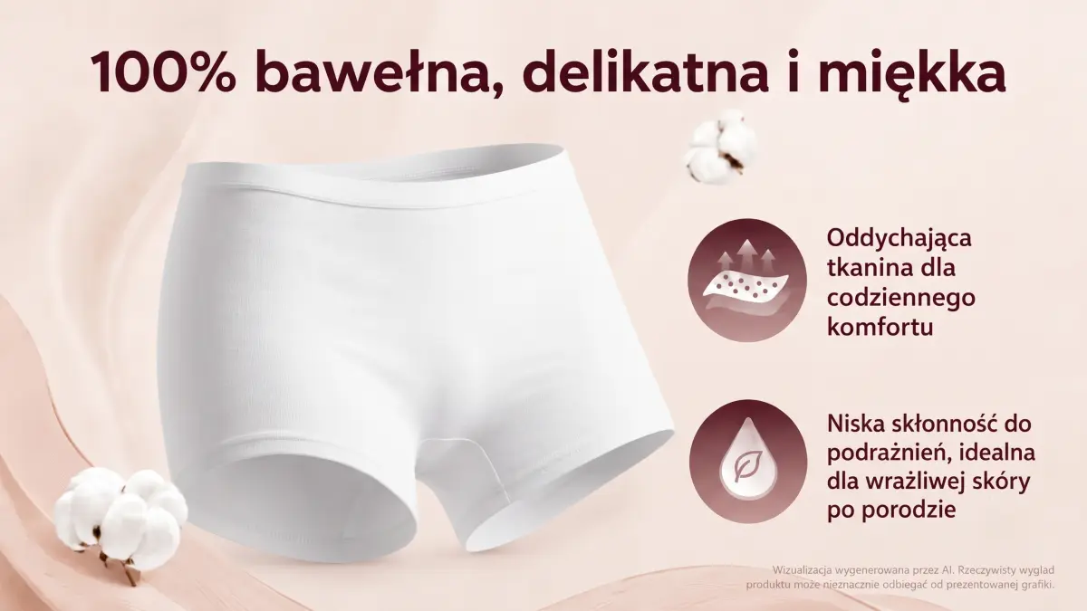 Белое белье типа boyshort Momcozy, выполненное из хлопковой ткани.