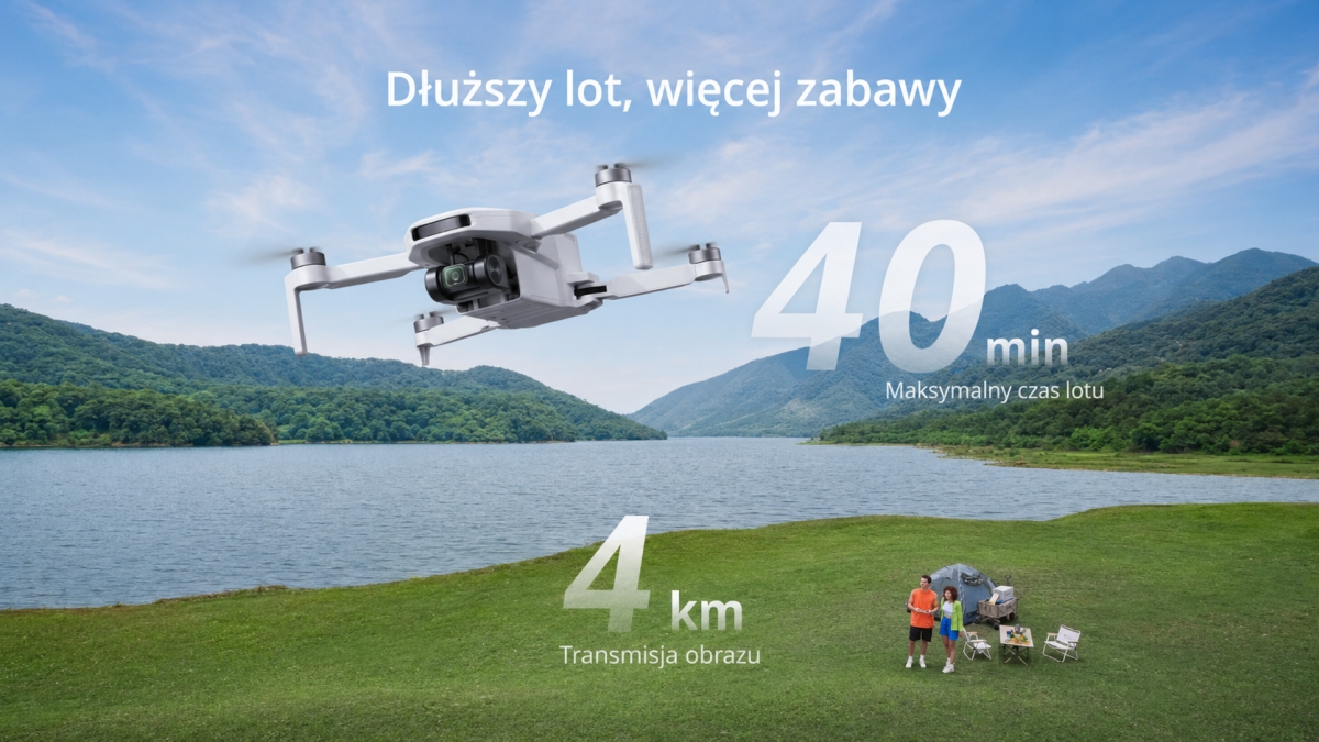 Potensic ATOM LT w locie – do 40 minut lotu i transmisja obrazu na odległość do 4 km.