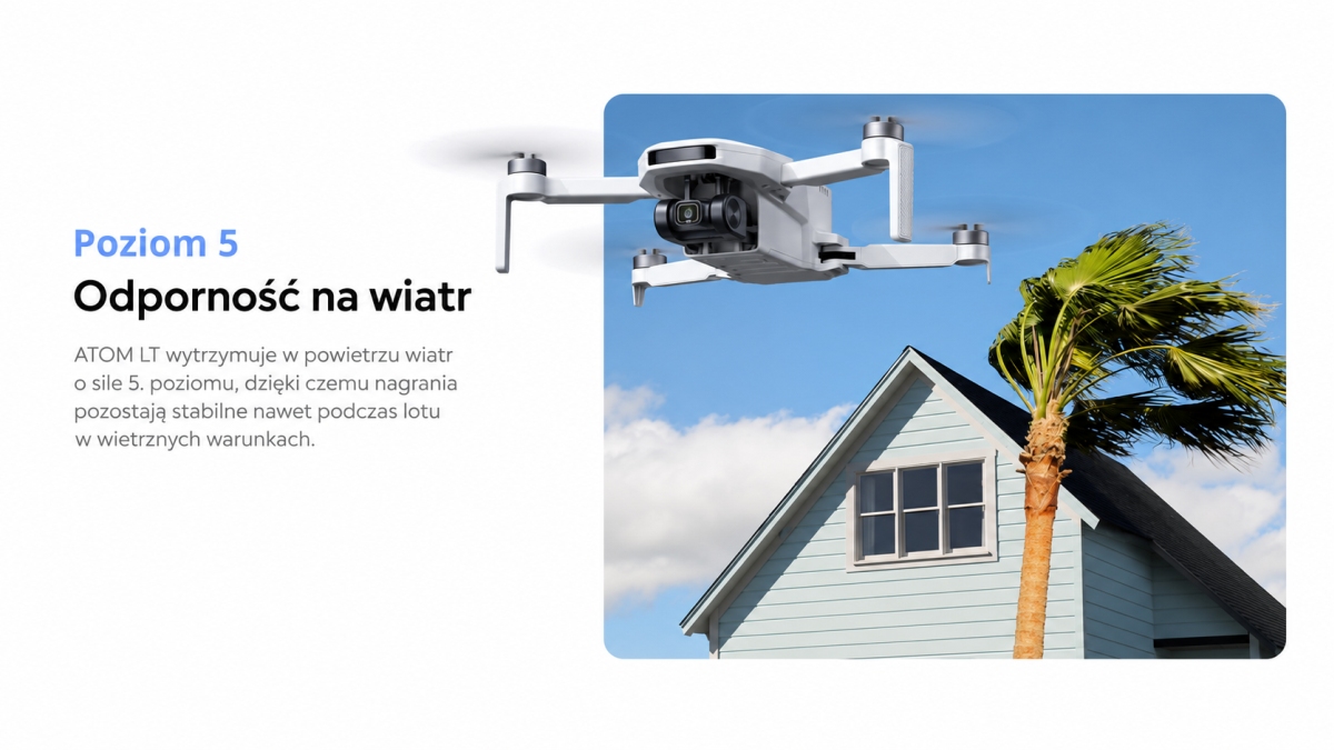 Potensic ATOM LT podczas lotu w wietrznych warunkach – odporność na wiatr na poziomie 5.