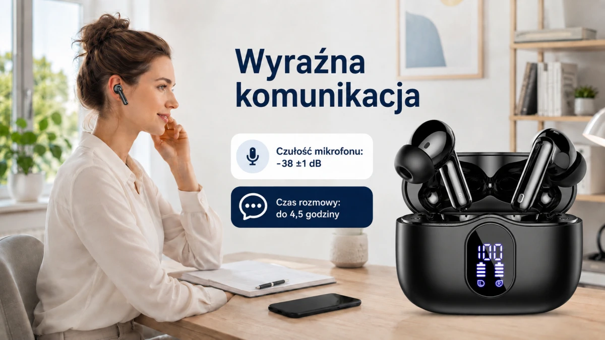 Carregamento do estojo preto dos fones Extralink PixelBuds via USB-C e cabo de 30 cm