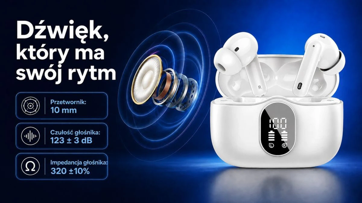Fones de ouvido Extralink PixelBuds com transdutores de 10 mm, sensibilidade de 123 dB e impedância de 32 ohms
